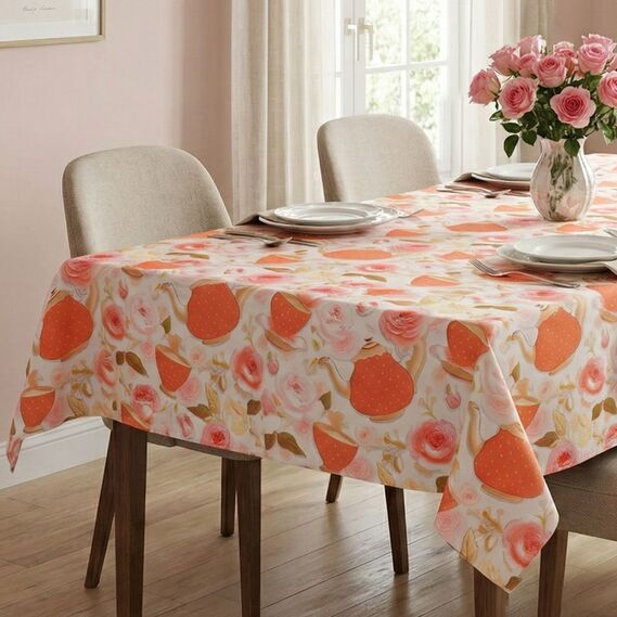 Ткань Панама хлопок 180 см 235 гр/м2 з защитой от пятен, для скатертей, штор, декора  суничний чай, фото 1