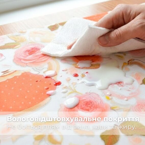 Ткань Панама хлопок 180 см 235 гр/м2 з защитой от пятен, для скатертей, штор, декора  суничний чай, фото 3