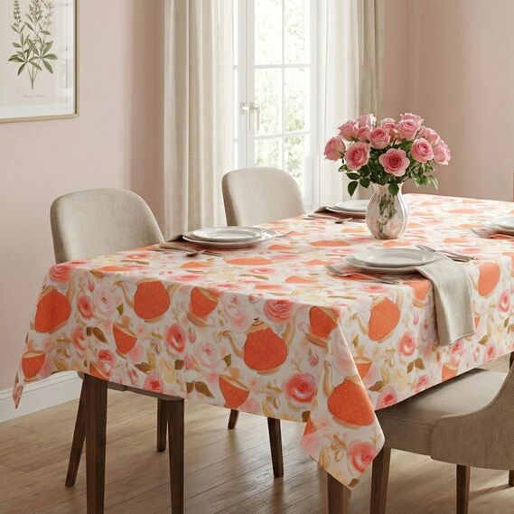 Ткань Панама хлопок 180 см 235 гр/м2 з защитой от пятен, для скатертей, штор, декора  суничний чай, фото 7