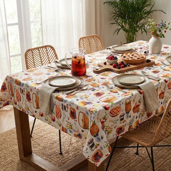 Ткань Панама хлопок 180 см 235 гр/м2 з защитой от пятен, для скатертей, штор, декора  ягідне джем, фото 1