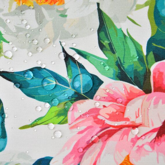 Ткань Панама хлопок 180 см 235 гр/м2 з защитой от пятен, для скатертей, штор, декора  півонії , фото 6