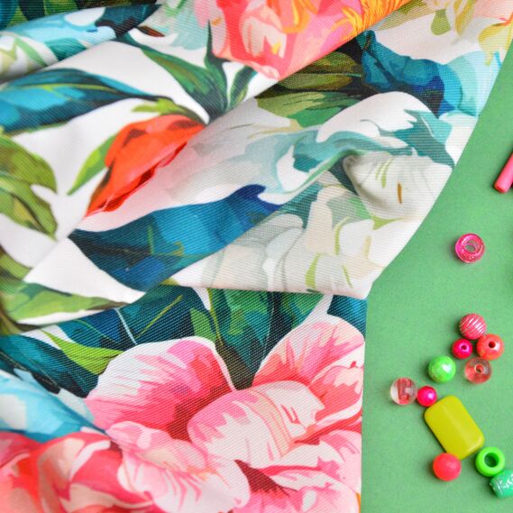 Ткань Панама хлопок 180 см 235 гр/м2 з защитой от пятен, для скатертей, штор, декора  півонії , фото 7