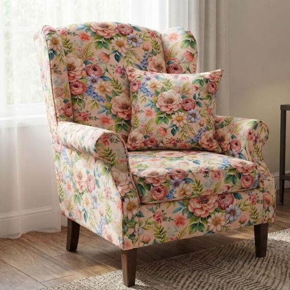 Ткань Панама хлопок 180 см 235 гр/м2 з защитой от пятен, для скатертей, штор, декора  букет пудра, фото 4