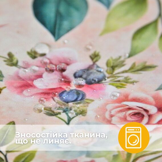 Ткань Панама хлопок 180 см 235 гр/м2 з защитой от пятен, для скатертей, штор, декора  букет пудра, фото 5