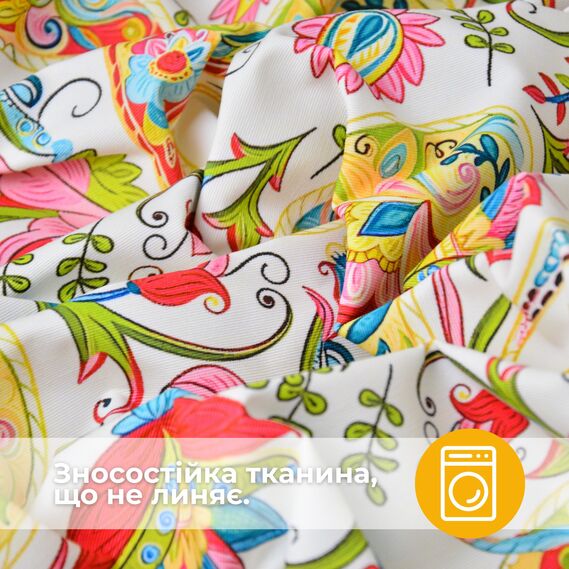Ткань Панама хлопок 180 см 235 гр/м2 з защитой от пятен, для скатертей, штор, декора  орнамент огірки, фото 2