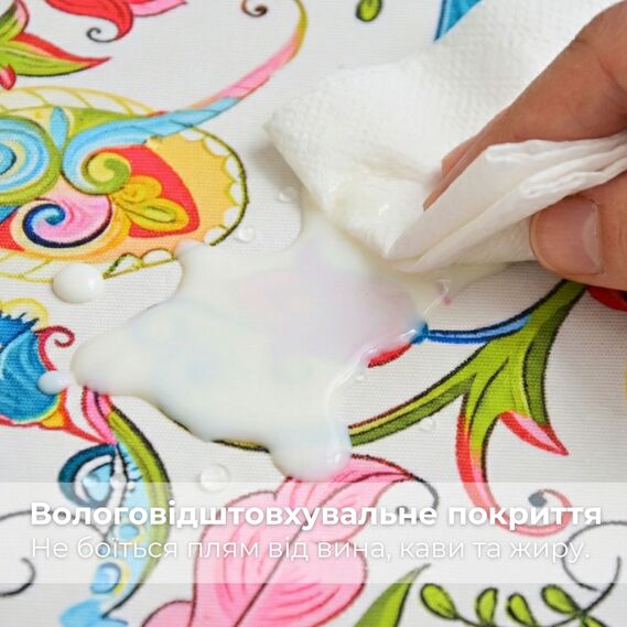 Ткань Панама хлопок 180 см 235 гр/м2 з защитой от пятен, для скатертей, штор, декора  орнамент огірки, фото 3