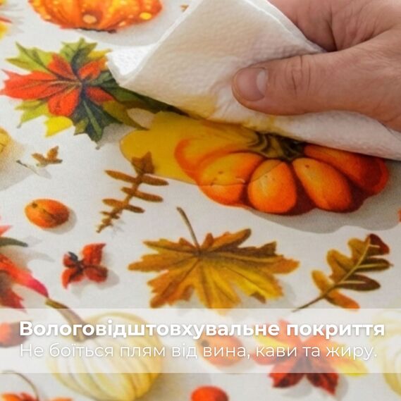 Ткань Панама хлопок 180 см 235 гр/м2 з защитой от пятен, для скатертей, штор, декора  гарбузова осінь, фото 2