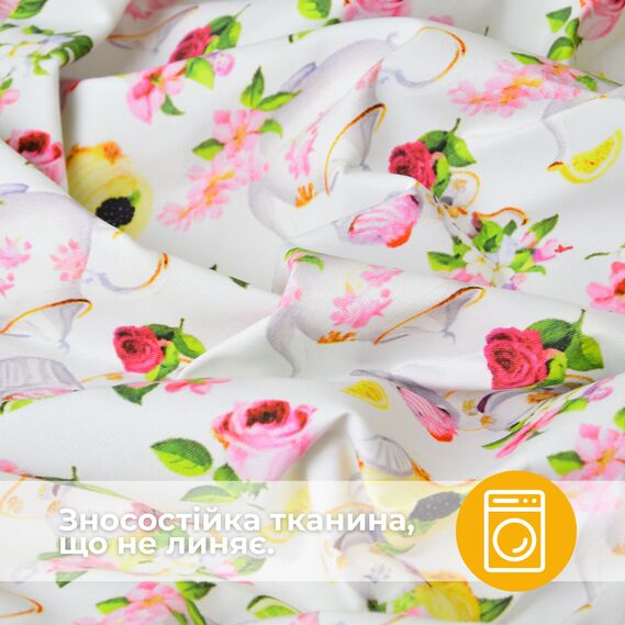 Ткань Панама хлопок 180 см 235 гр/м2 з защитой от пятен, для скатертей, штор, декора  мафін до чаю, фото 2