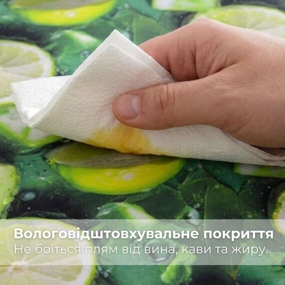 Ткань Панама хлопок 180 см 235 гр/м2 з защитой от пятен, для скатертей, штор, декора  лайм, фото 3