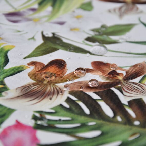Ткань Панама хлопок 180 см 235 гр/м2 з защитой от пятен, для скатертей, штор, декора  екзотичні квіти, фото 3