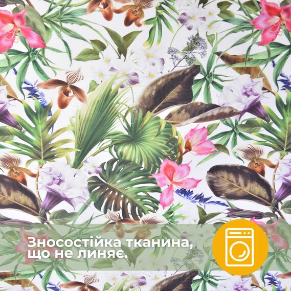 Ткань Панама хлопок 180 см 235 гр/м2 з защитой от пятен, для скатертей, штор, декора  екзотичні квіти, фото 5