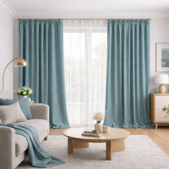 Комплект штор 2 шт 150х260 см, Blackout шторы блэкаут, гардины, портьеры на тесьме с эффектом затемнения V-34 мор хвиля, фото 1