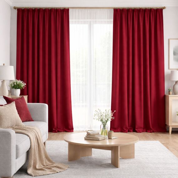 Тканина шторная двостороння California, 300 см, 258 гр/м2, портьєрна, для штор, штори, портьєри, гардини V-49 вишня, фото 1