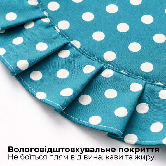 Набор салфеток 2 шт с оборкой IDEIA, 30 см, хлопок, для дома, кафе, для сервировки стола бірюза горошок, фото 2