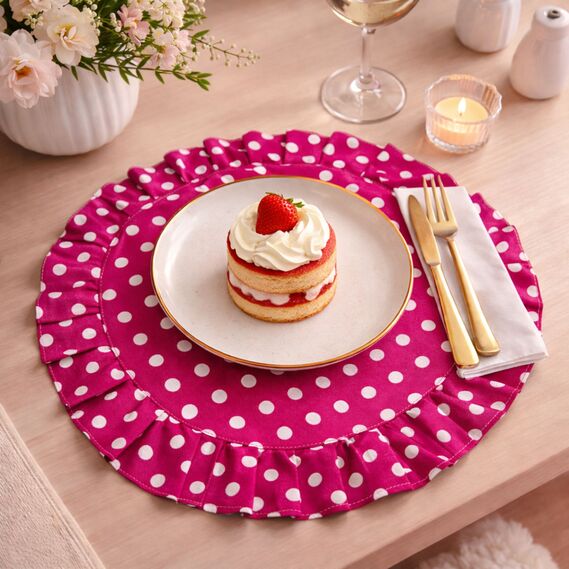 Набор салфеток 2 шт с оборкой IDEIA, 30 см, хлопок, для дома, кафе, для сервировки стола рожевий, фото 1