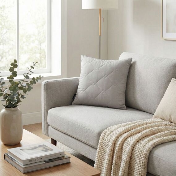 Подушка декоративна IDEIA CUBE 50х50 см гіпоалергенна стьобана св.сірий, фото 7