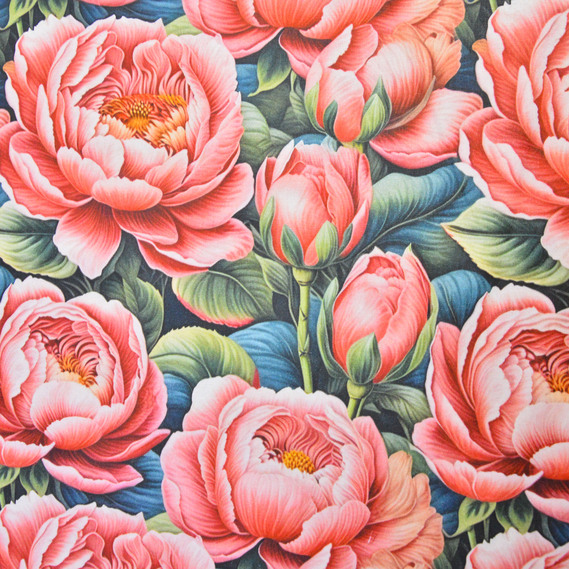 Тканина бязь ранфорс 5D для постільної білизни, бавовна 125 гр/м2 240 см натуральна, постільна тканина, тканина для простирадл, підковдр, наволочок Півонія , фото 2