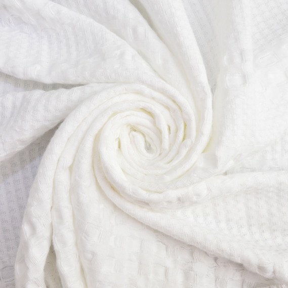 Waffle fabric Pike Tencel 240 cm wide 240 g/m2, natural, dense, absorbent fabric suitable for towels молоко, фото 1
