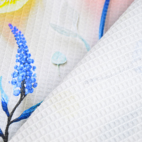 Тканина вафельна Піке 240 см 260 гр/м2, бавовна, натуральна, щільна, вбираюча, тканина для рушників квіти, фото 3