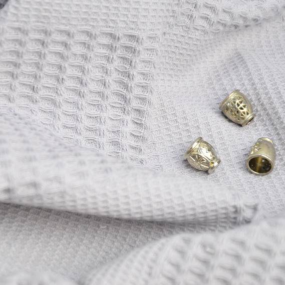 Waffle fabric Pike 240 cm wide 297 g/m2, cotton natural, dense, absorbent fabric suitable for towels клітинка сіра, фото 5