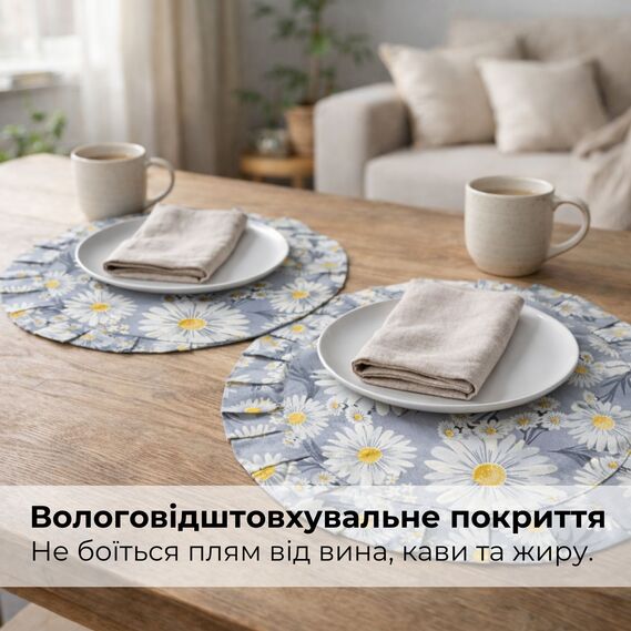 Set of 2 Ruffled Napkins IDEIA, 30 cm, Cotton, for Home, Cafe and Table Setting джинс, фото 2