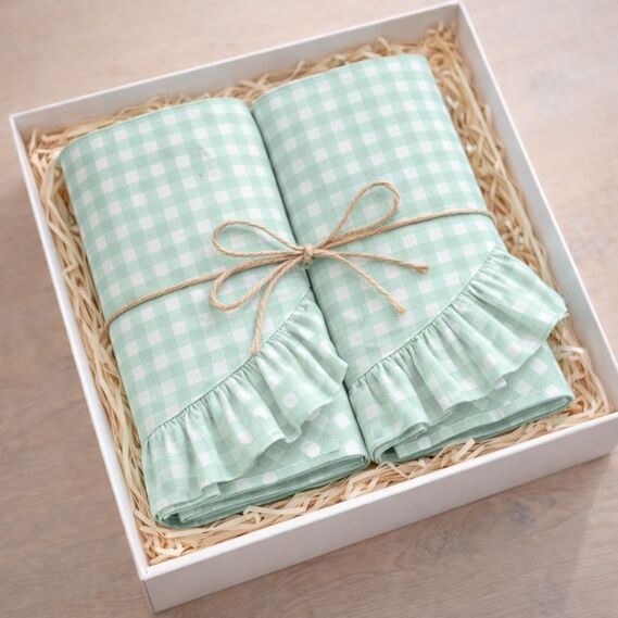 Набір серветок 2 шт з оборкою IDEIA, 30 см, бавовна, для дому, кафе, для сервірування столу м`ята, фото 5