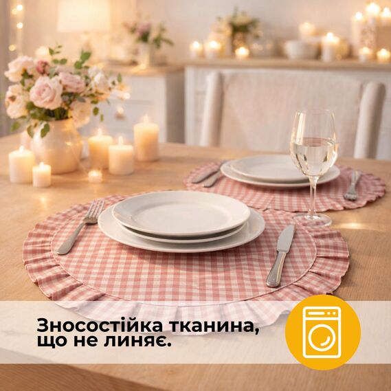 Набор салфеток 2 шт с оборкой IDEIA, 30 см, хлопок, для дома, кафе, для сервировки стола пудра, фото 4