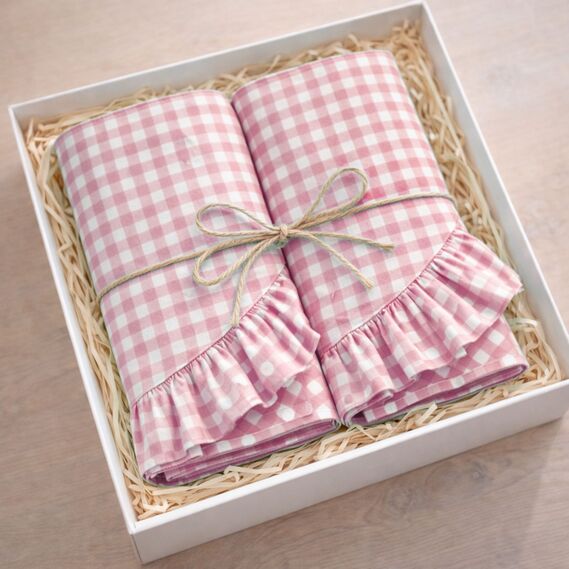 Набор салфеток 2 шт с оборкой IDEIA, 30 см, хлопок, для дома, кафе, для сервировки стола пудра, фото 5