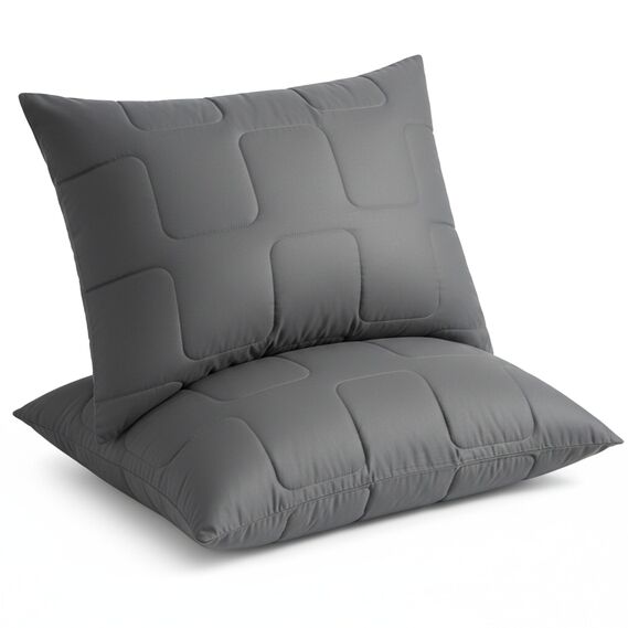 Набір подушок 2 шт 50х70 см ManMaker IDEIA подушка сіра гіпоалергенна, штучний пух, з блискавкою в коробці, фото 1