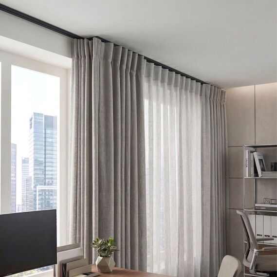 Карниз потолочный 3 м IDEIA одинарный алюминиевый, комплект с бегунками и крючками, для штор чорний, фото 3