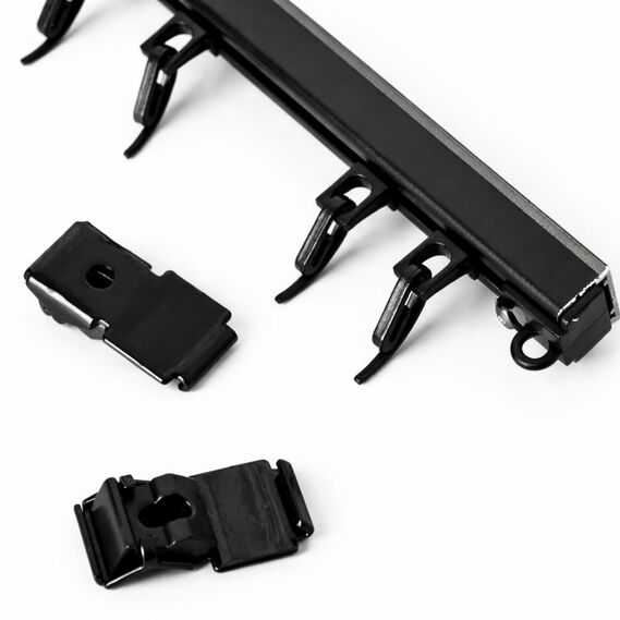 Карниз cтельовий 3,5 м IDEIA одинарний алюмінієвий, комплект з бігунками та гачками, для штор чорний, фото 8