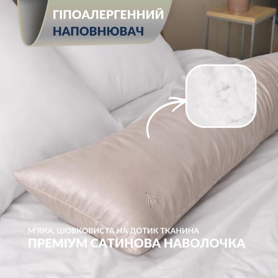 Подушка ортопедична 40х130 S-Form IDEIA з наволочкою анатомічна для сну та відпочинку антиалергенна з блискавкою сірий 40*130, фото 7