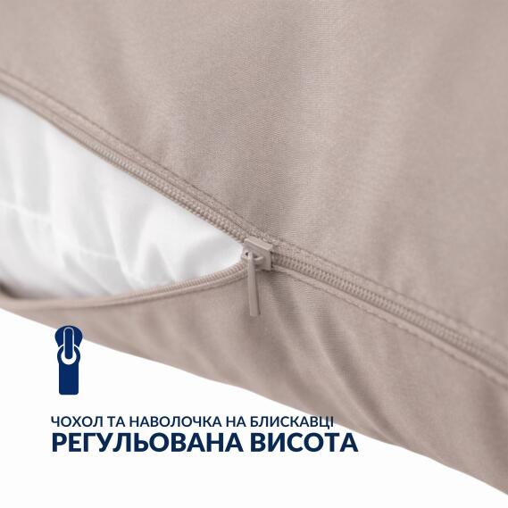 Подушка ортопедична 40х130 S-Form IDEIA з наволочкою анатомічна для сну та відпочинку антиалергенна з блискавкою сірий 40*130, фото 4