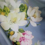Satin Fendi fabric, 150 cm wide, suitable for clothing, dresses, suits, and skirts V-2/2 троянди денім, Квітковий, фото 3 Satin Fendi fabric, 150 cm wide, suitable for clothing, dresses, suits, and skirts V-2/2 троянди денім, Квітковий, фото 3