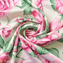 Тканина плательна атлас шовк чайна троянда молоко, Квітковий, фото 1