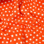 Поплін стрейч горошок дріб білий на помаранч, Горох, фото 1