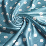 Ткань плательная атлас шелк стрейч 145 см 95 гр/м2 легкая ткань для платьев, блуз, пижам, аксессуаров горошок морська хвиля, фото 1
