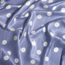 Dress fabric satin silk stretch — lightweight fabric for dresses, blouses, pajamas, and accessories. горошок лілово сірий, фото 2