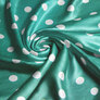 Тканина плательна атлас шовк стрейч 145 см 95 гр/м2 легка тканина для суконь, блуз, піжам та аксесуарів горошок смарагд, фото 1