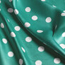 Тканина плательна атлас шовк стрейч 145 см 95 гр/м2 легка тканина для суконь, блуз, піжам та аксесуарів горошок смарагд, фото 3