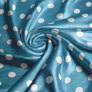 Тканина плательна атлас шовк стрейч 145 см 95 гр/м2 легка тканина для суконь, блуз, піжам та аксесуарів горошок морський бриз, фото 1