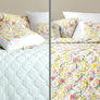 Покрывало на кровать Стиль Cube 210х240 см IDEIA двухстороннее, прочная стежка ткани, антиаллергенное волоконо квіти/м`ята, фото 3