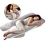Подушка П-форми IDEIA 140х75х20 см U-shape для вагітних, реабілітації та щоденного комфорту, з наволочкою на блискавці, антиалергенна сіро/біла, фото 1