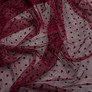 Stretch mesh fabric Peas with flock дрібна бордо, фото 2