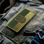 Шеврон нашивка на липучці Прапор з Тризубом польова версія, вишитий патч 4,5х10 см, фото 2 Шеврон нашивка на липучці Прапор з Тризубом польова версія, вишитий патч 4,5х10 см, фото 2