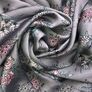 Тканина плательна атлас креш букети сірий, фото 3