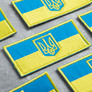 Шеврон нашивка на липучці Прапор України з Тризубом польова версія, вишитий патч 5х10,5 см жовто/блакит, фото 6