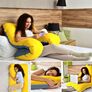 Подушка П-форми IDEIA 140х75х20 см U-shape для вагітних, реабілітації та щоденного комфорту, з наволочкою на блискавці, антиалергенна жовто/блакитна, фото 5