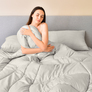 Набір постільної білизни OASIS TM IDEIA полуторний з ковдрою 140х210 см, наволочка 50х70 см та простирадло 150х220 см сірий перламутровий, фото 8