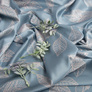 Dress fabric satin silk листок блакитний, фото 3